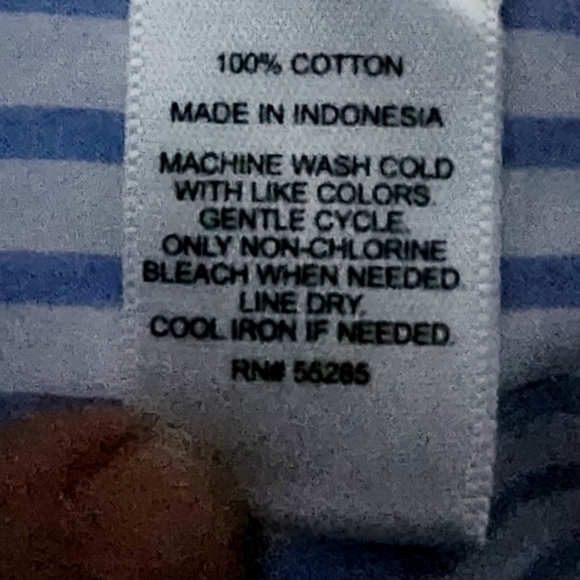 Express Blue White Striped Ruffle Blouse 100% Cotton Women's Small S Keyhole - Picture 7 of 7